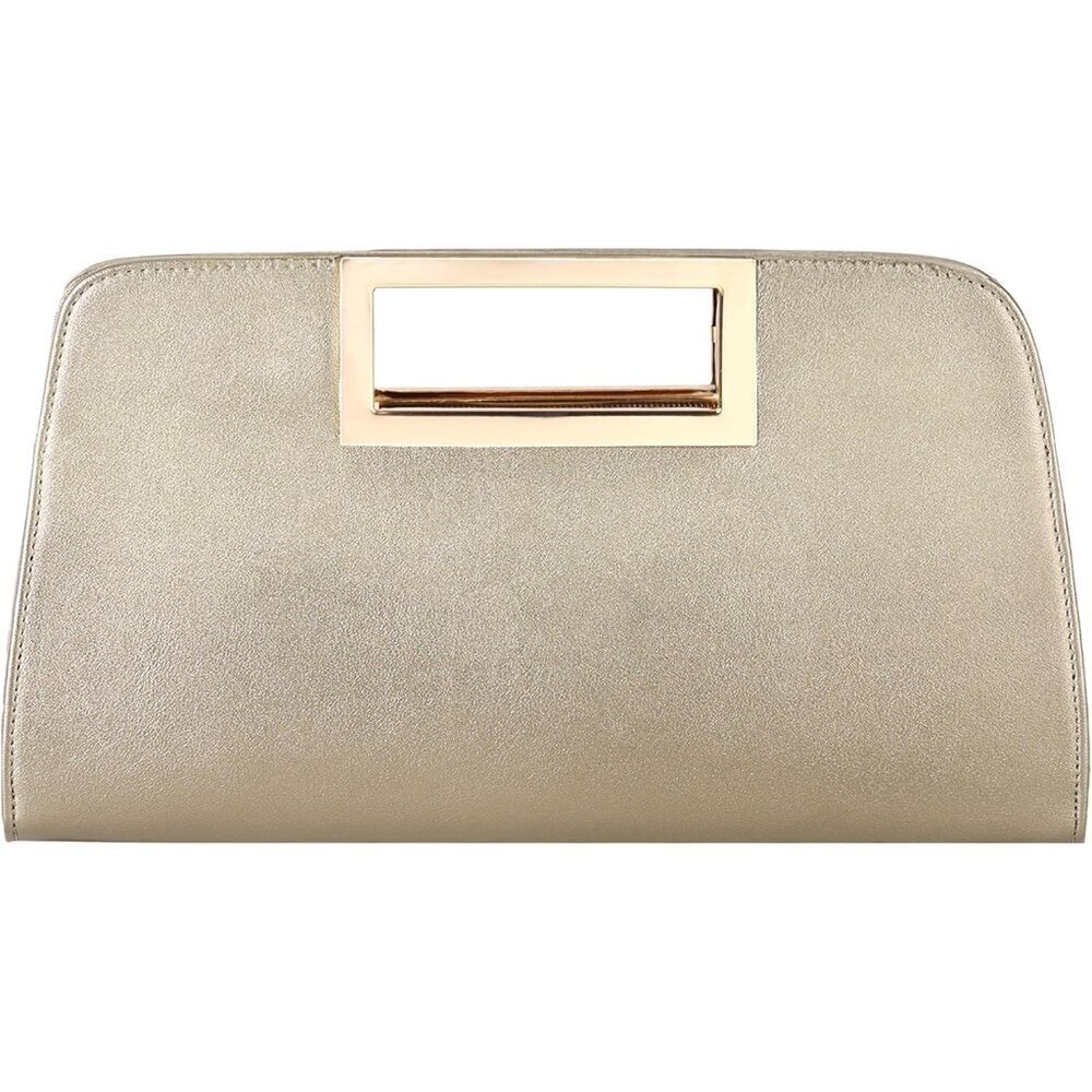 🆕Women Golden Fashion Vegan Leather Clutch Handbag Cut-Out Handle Crossbody Bag